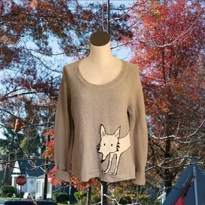 Soft Gray Sweater with Fox Motif